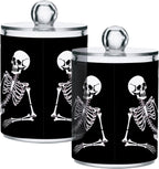 Halloween Skull 2PC Airtight Transparent Glass Storage Jar, Food Storage Container Glass, Can Store Candy, Salt, Coffee Beans, With lid, Easy To Use…