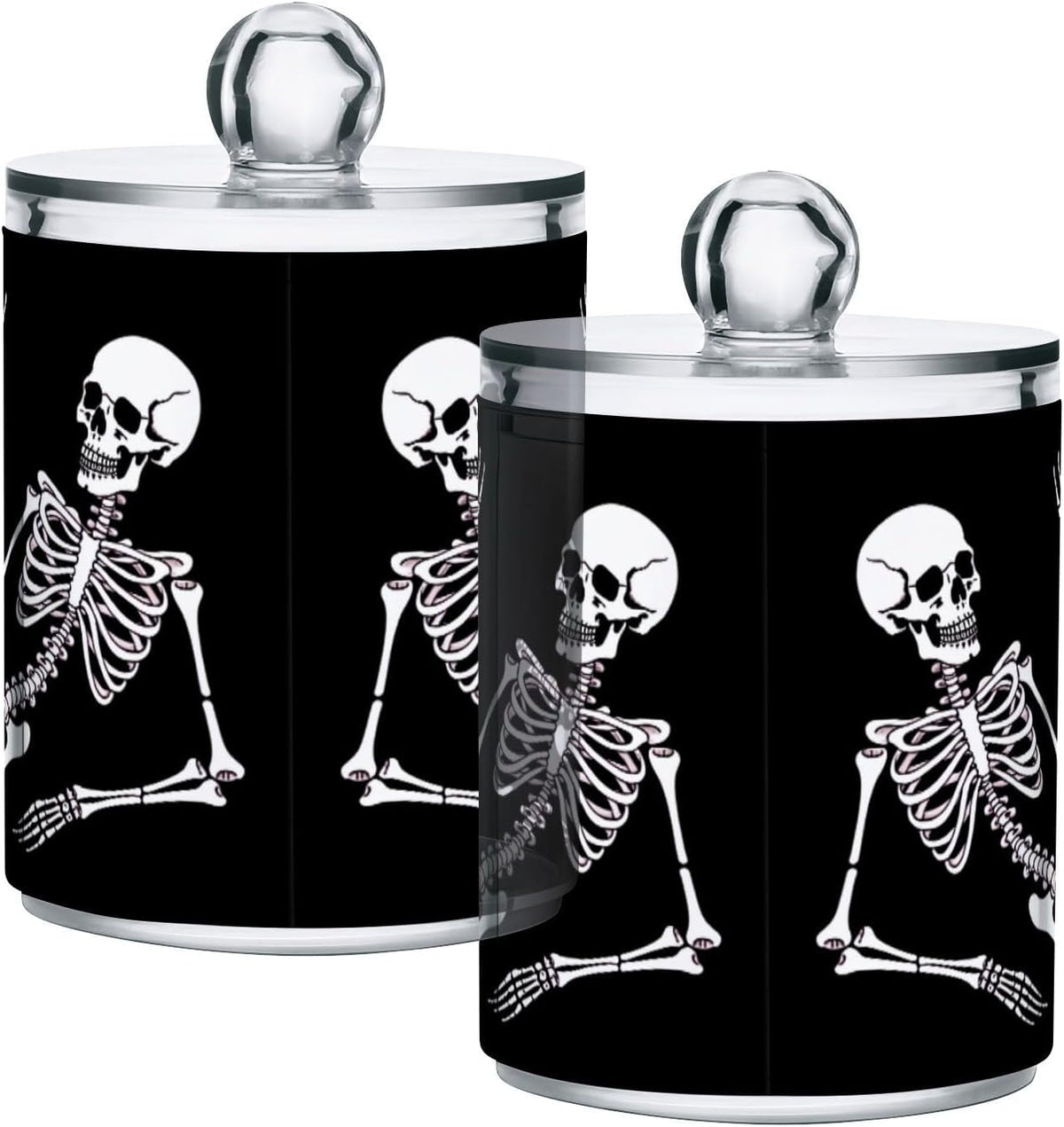 Halloween Skull 2PC Airtight Transparent Glass Storage Jar, Food Storage Container Glass, Can Store Candy, Salt, Coffee Beans, With lid, Easy To Use…
