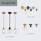 Brushed Nickel Pendant Lights Kitchen Island - Clear Glass Pendant Light Fixture Multiple Stems Rods 3 Units 12 Inch 3 Units 4 Inch (3 Pack Brushed Nickel)