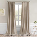MIULEE Taupe Back Tab Blackout Curtains 52x96 Inch Long 2 Panels Set | Rod - Image 9
