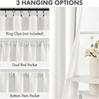 MIULEE 4 Panels Set Natural Blackout Curtains 63 Inch Length Bedroom | Thermal - Image 3