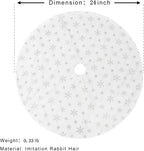 24inch White Christmas Tree Skirt Tree Carpet Blanket, Soft 2ft Xmas Christmas Tree Blanket with Silver Snowflake White Faux Fur Carpet for Christmas Holidays Decoration Party