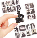 69Pcs Miniature Horror Diorama Set: Mini Black,DSLR Camera Prop, Gothic Posters & Abstract Art for 1:6 Scale Dollhouses - Creepy Display Decor for Adults