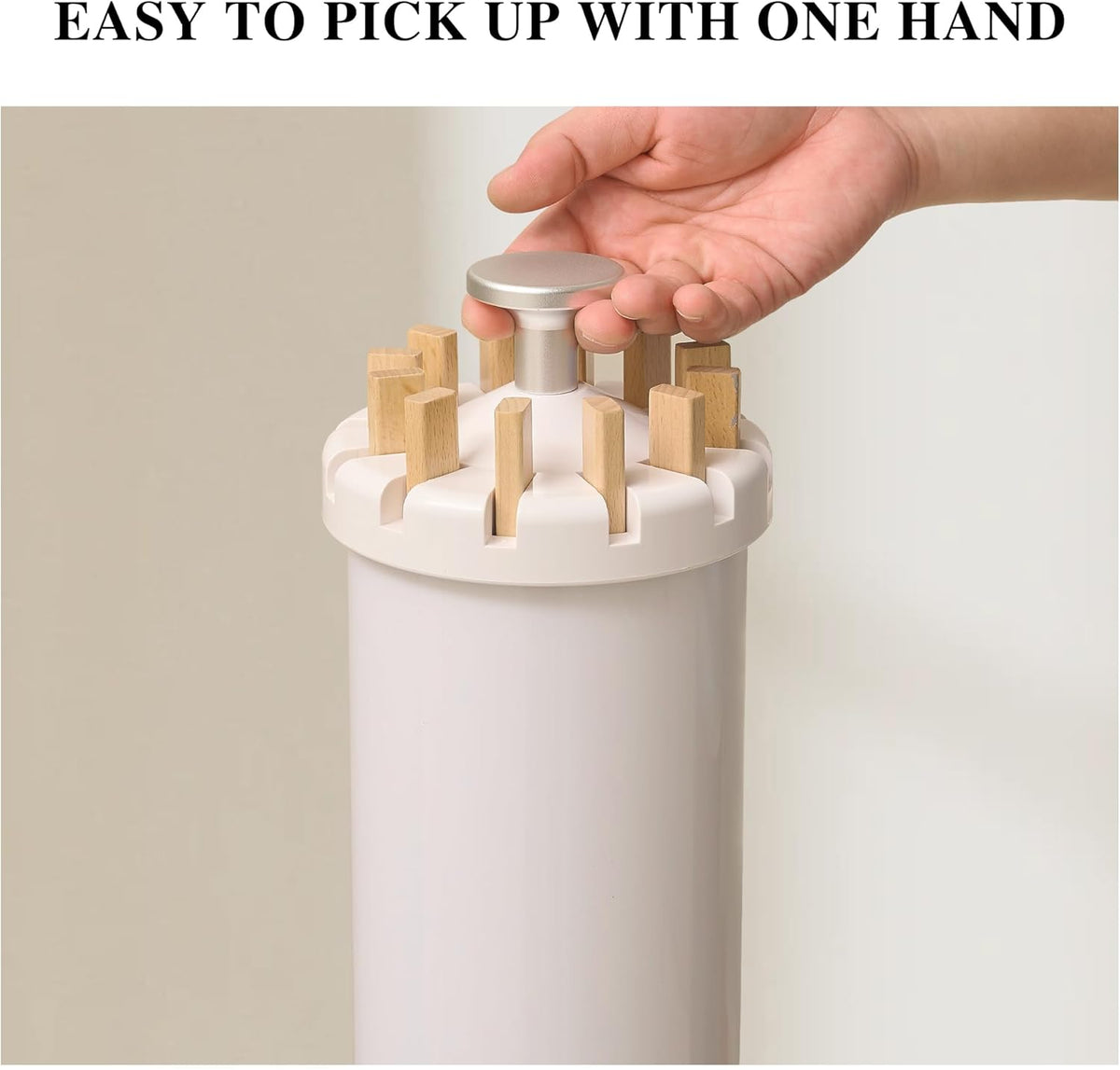 LEQ Drying Rack Portable,Foldable Drying Rack Clothing with 12 Wood Drying Arms, Standing Laundry Hanger Rack Round Collapsible & Portable Handle for Laundry Room, Balcony, Bedroom, RV