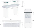 ivinta Glass Entry Table with Storage, 39.4" Modern Console Table for Living Room, Foyer, Hallway, Bedroom 5101 (White)