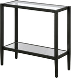 Henn&Hart 24" Wide Rectangular Side Table with Glass Shelf in Blackened Bronze, Table for Living Room, Bedroom