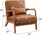 INZOY Mid-Century Modern Accent Chair Set of 2, PU Leather Reading Armchair with Waist Cushion, Upholstered Living Room Chairs for Bedroom Sunroom, Camel Set