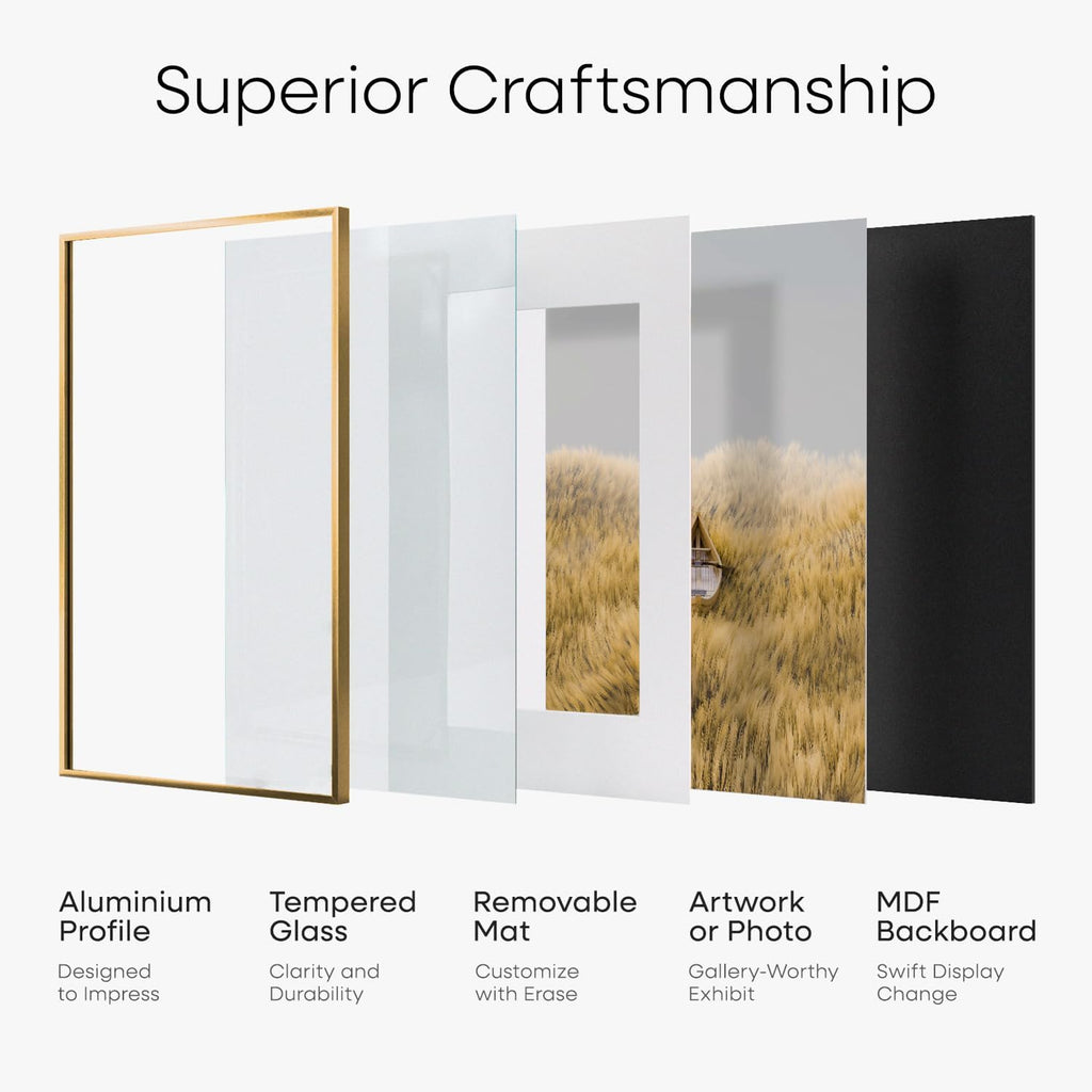 Homeforia A1 Poster Frame Bronze, High End Metal 23.4 x 33.1 inch Large Picture Frames with Mat for 16.5 x 23.4 Photo, A1 Size Brass Frame Matted to A2 Print, 23.4x33.1 Frame, Tempered Glass, Set of 1