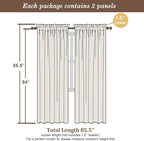 Chyhomenyc Stone Blue Sheer Curtains 84 Inches Long, 2 Panels | Light Filtering - Image 2