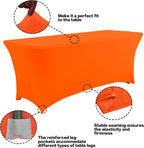 IVAPUPU 4FT Table Cloth for Rectangular Fitted Events Stretch Orange Table Covers Washable Cover Spandex Tablecloth Protector for Party, Wedding, Cocktail, Banquet, Festival