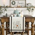 Artoid Mode Hello Fall Stripes Pumpkin Autumn Table Runner, Seasonal Fall Kitchen Dining Table Decoration for Home Party Decor 13x120 Inch