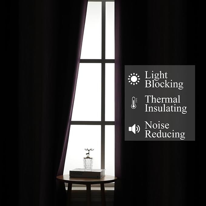 Black and Purple Ombre Blackout Curtains 90 Inch Length | Room Darkening - Image 3