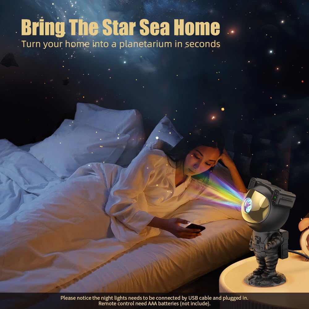 Astronaut Galaxy Projector Night Light with Timer and Remote Star Starry Nebula LED Lamp, Gift for Kids and Adults for Bedroom, Christmas, Birthday, Valentine's Day etc. (Black-Golden)