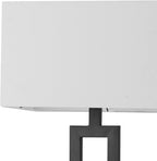 GLOBE Electric 67046 58" Floor Lamp, Matte Black Finish, White Linen Rectangular Shade, Modern Geometric Cutout Design, E26 Base