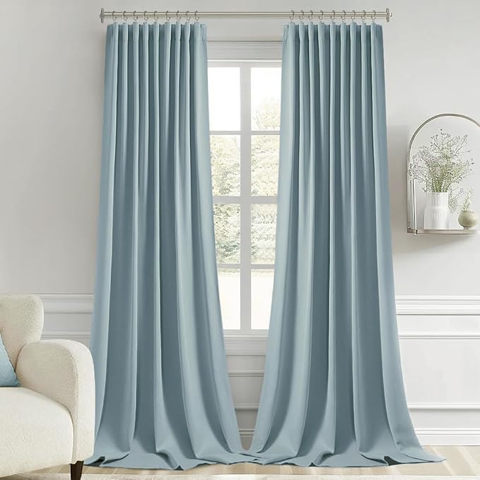 MIULEE Slate Blue Back Tab Blackout Curtains 52x120 Inch Long 2 Panels Set | - Image 9