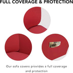 PureFit Stretch Oversized Couch Covers Fleece Sofa Slipcovers Red | 1-Piece - Image 3