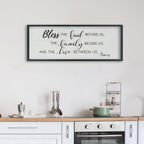SRSZHIYUE Bless the Food Before Us Wall Sign Decor 40"×15" Christian Bible Verse for Farmhouse Rustic Kitchen Dining Room Framed Wood Scripture Religious Jesus Prayer Wall Art (Black)
