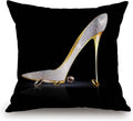 TSSOHU Square Decorative Throw Pillow Case Cushion Cover,Fashion Lady High Heel Shoe with Diamonds Soft Pillowcase 18x18 inch (No Glitter)