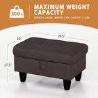 Ottoman Rectangular Storage Ottoman Bench, Flannel Footrest Stool Footstool with Lid for Living Room, Bedroom, Entryway, Dark Coffee, 28.5"x19"x17.5"