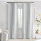 MIULEE Greyish White Back Tab Blackout Curtains 52x90 Inch Long 2 Panels | Rod - Image 9