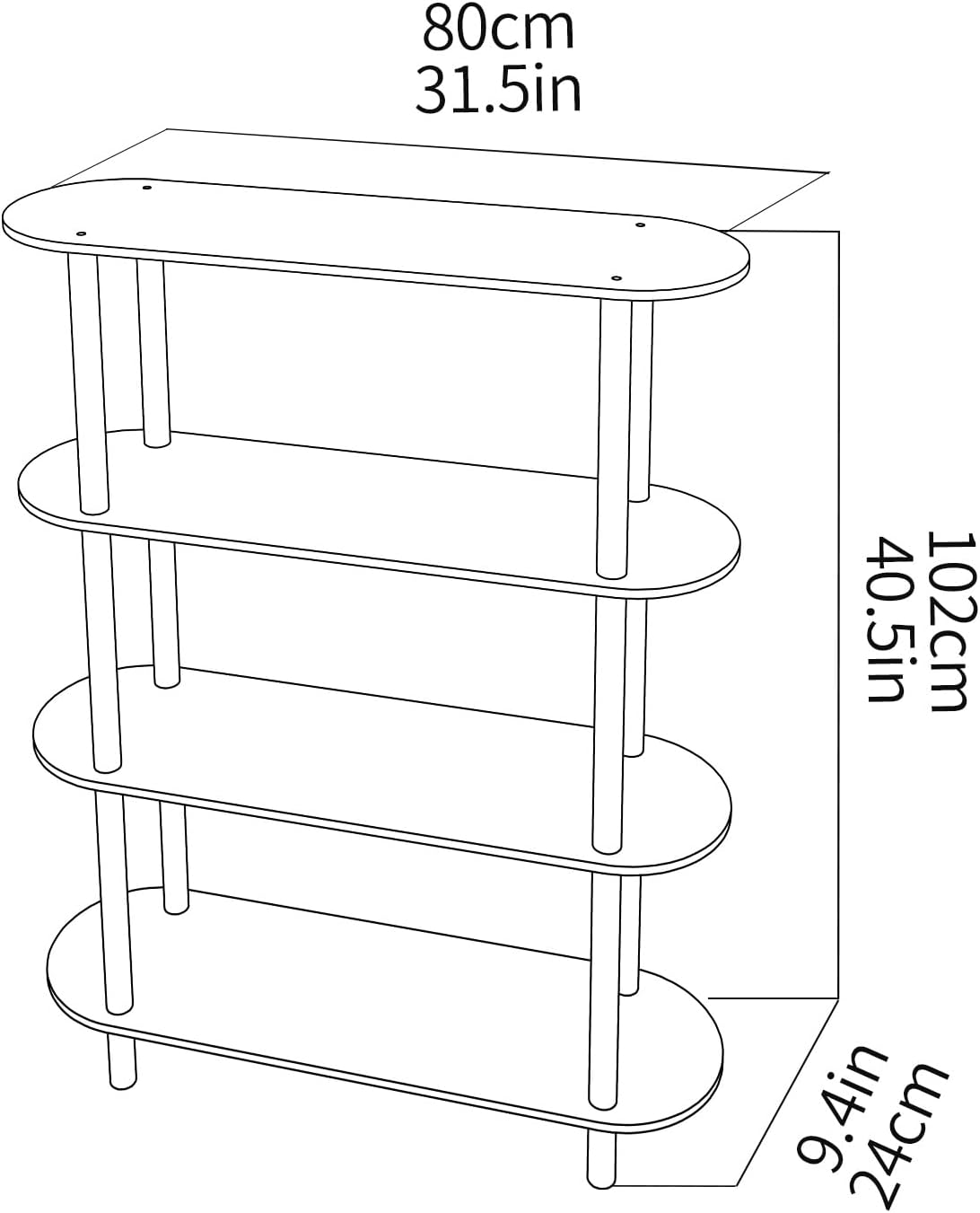 Clear Bookshelf, Acrylic Bookcase with Open Book Shelf for Office Living Room Bedroom (4 Tier Orange)