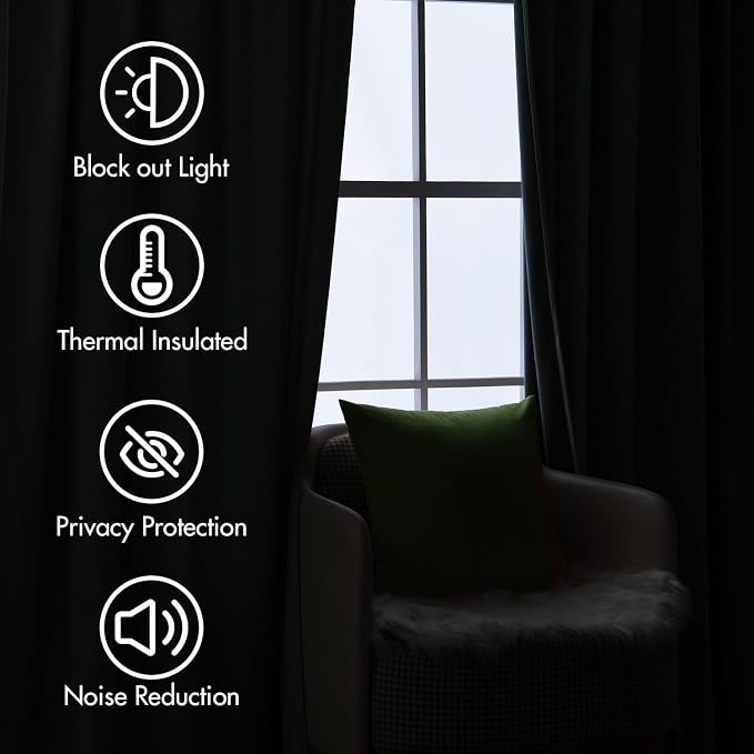 MIULEE Sage Green Velvet Curtains 52x63 inches Luxury Blackout Curtains | - Image 5