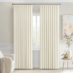 MIULEE Cream Back Tab Blackout Curtains 52x90 Inch Long 2 Panels Set | Rod - Image 9