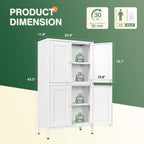 Letaya Storage Cabinet with Doors and Shelves,Small Freestanding Bathroom Floor Metal Cabinets -White