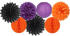 Black Orange Purple Halloween Party-Decorations - 14pcs Kits Paper Lanterns Fan,Tissue Flower Pom Poms Streamers,Honeycomb Balls,Graduation Birthday Wedding Baby Bridal Shower Decor Lasting Surprise
