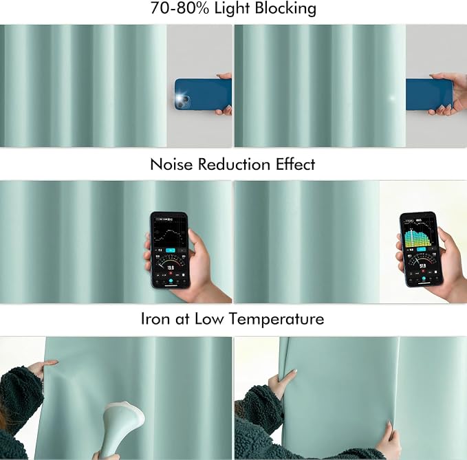 MIULEE Aqua Back Tab Blackout Curtains 52x108 Inch Long 2 Panels Set | Rod - Image 5