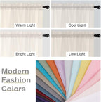 Kitchen Curtains 24 Inch Length Tier 2 Pieces, Cream Sheer Curtain Solid Soft - Image 5