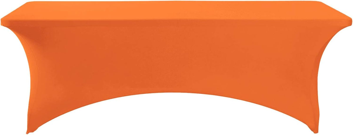 Spandex Table Cover for 8FT or 4ft or 6ft Table Universal Fitted Stretch Tablecloth for Party, Banquet, Wedding and Events-Orange