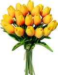Mandy's Artificial Tulips 20 Stems Sunset PU Faux Flowers for Wedding Home Decor 13.5 Inch