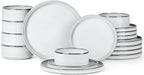 Onader Ceramic Dinnerware Sets for 6, Stoneware Plates and Bowls with Rustic Terracotta Bottom, Elegant Kitchen Dinner Dish Set, 18-Piece Dishware Tableware - Glacier White