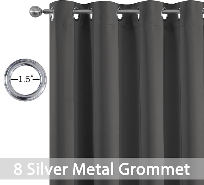 Yakamok Room Darkening Curtains 52x90 inch Length Charcoal Grey-Living Room | 2 - Image 2
