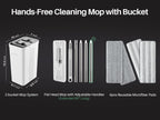 JOYMOOP Mop and Bucket Set with Wringer, Flat Mops for Floor Cleaning, Wall Mop Cleaner with Long Handle, Hardwood Floor Mop with 4 Microfiber Pads