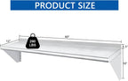 HARDURA Stainless Steel Shelf 12" x 60", 290lb Commercial Shelves Wall Mount Metal Shelving with Backsplash and Brackets for Kitchen, Restaurant, Laundry Room and Home