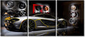 TUMOVO Gray Sports Car Canvas Wall Art Yellow Stroke Supercar Posters & Prints Artwork Contemporary Home Decor Stretched Canvas Picture for Living Room Boys Bedroom Home Office Decor, 36" Wx16 H