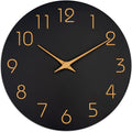 Mosewa Wall Clock 14 Inch Black Battery Operated Silent Non Ticking Simple Minimalist Rose Gold Numbers Decorative for Bedroom Living Room Kitchen Home Office