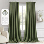 MIULEE Olive Green Back Tab Blackout Curtains 52x108 Inch Long 2 Panels Set | by MIULEE