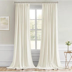 MIULEE Cream Back Tab Blackout Curtains 52x120 Inch Long 2 Panels Set | Rod - Image 9
