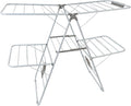 Large Capacity Double Drying Rack, Folding Rustproof Drying Rack with Non-Slip Clips and Drainage Shoe Rack, Height Adjustable, Airy and Quick Drying, Suitable for Balcony and Outdoor Use
