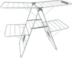 Large Capacity Double Drying Rack, Folding Rustproof Drying Rack with Non-Slip Clips and Drainage Shoe Rack, Height Adjustable, Airy and Quick Drying, Suitable for Balcony and Outdoor Use