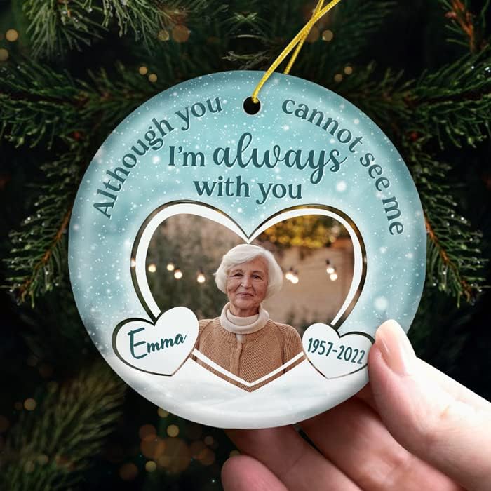 Pawfect House I'm Always with You, Personalized Christmas Memorial Sympathy Gifts for Loss of Dad, Mom, Photo Ceramic Ornaments, Christmas Memorial Ornaments for Loss of Loved One, Bereavement Gifts