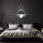 Sunrise Metal Wall Art, Metal Sun Wall Decor, Metal Sun Outdoor Decor, Large Metal Sun Wall Art, Sun Wall Art, Boho Sun Wall Art, Sunshine Metal Sign, Living Room Bedroom Wall Hangings (Black, 53"x 31"| 135x80cm)