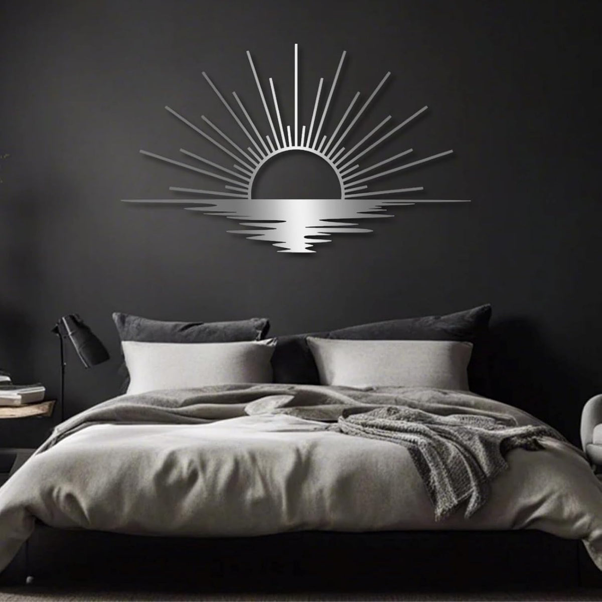 Sunrise Metal Wall Art, Metal Sun Wall Decor, Metal Sun Outdoor Decor, Large Metal Sun Wall Art, Sun Wall Art, Boho Sun Wall Art, Sunshine Metal Sign, Living Room Bedroom Wall Hangings (Black, 53"x 31"| 135x80cm)