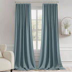 MIULEE Greyish Blue Back Tab Blackout Curtains 52x96 Inch Long 2 Panels Set | - Image 9