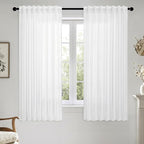 MIULEE White Linen Curtains Short 45 Inch Long 2 Panels by MIULEE