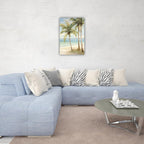 LURENCZH Tropical Beach Canvas Wall Art Seaside Palm Tree Picture Wall Decor Ocean Scenery Painting Prints for Bathroom Decor Framed(Beach-3,12.00" x 18.00")
