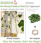 suddus 200 LED Vine with Light Plug in, 6.5ft x 6.5ft Ivy Fairy Curtain Lights with Remote, Leaf Fairy Lights for Wall,Bedroom, Dorm, Wedding, Party, Indoor Decor(Warm White)